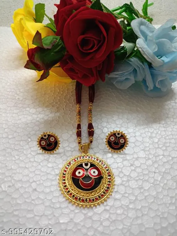 Purabi_Jewels_Gold_Plated_Lord_Jagannath_Pendant_Necklace_With_Matching_Earrings_For_Women_Girls_Lord_Jagannath_Trending_Meenakari_Work_Jewellery_Set_Spiritual_Hindu_God_Jewellery_For_Temple_Pooja_Gifting