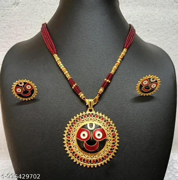 Purabi_Jewels_Gold_Plated_Lord_Jagannath_Pendant_Necklace_With_Matching_Earrings_For_Women_Girls_Lord_Jagannath_Trending_Meenakari_Work_Jewellery_Set_Spiritual_Hindu_God_Jewellery_For_Temple_Pooja_Gifting