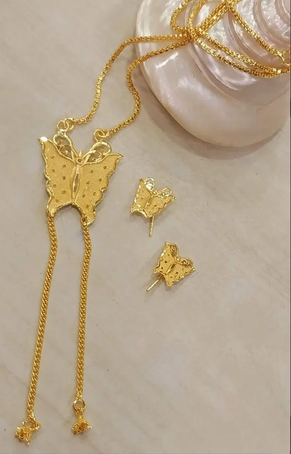 Purabi_Jewels_Elegant_Gold_Plated_Butterfly_Design_Tie_Chain_Necklace_With_Matching_Earrings_For_Women_Girls