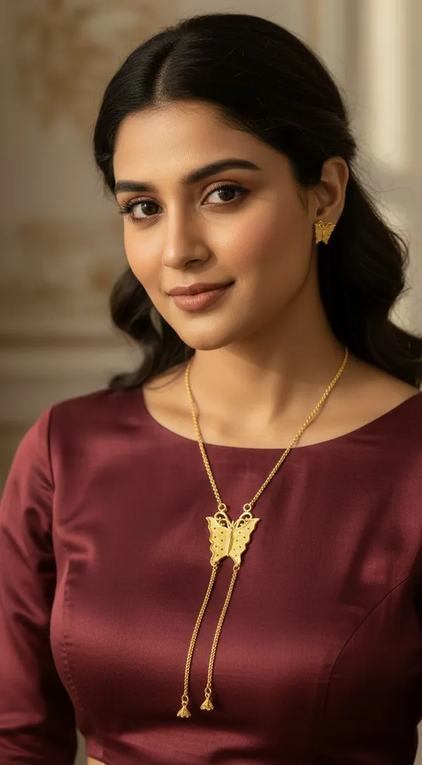 Purabi_Jewels_Elegant_Gold_Plated_Butterfly_Design_Tie_Chain_Necklace_With_Matching_Earrings_For_Women_Girls