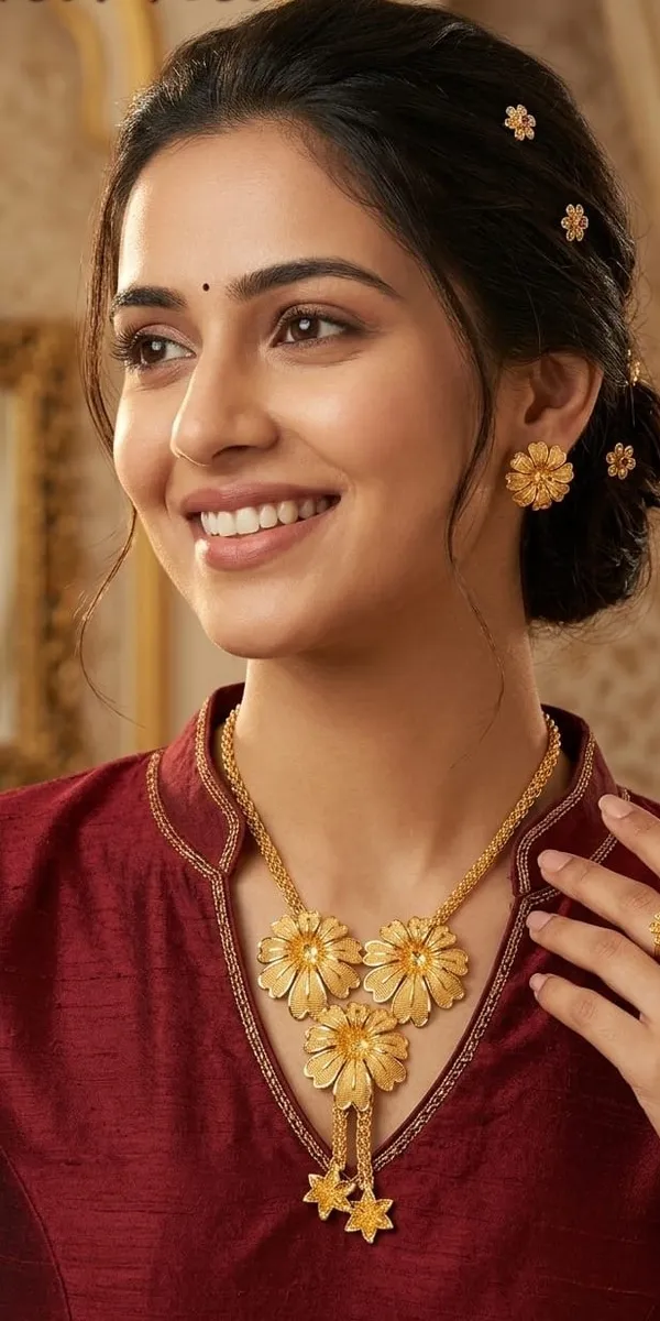 Purabi_Jewels_Elegant_Gold_Plated_Jaba_Floral_Tie_Chain_Necklace_With_Matching_Earrings_For_Women_Girls
