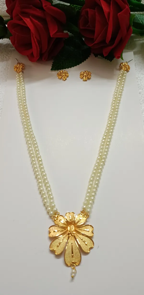 Purabi_Jewels_Flower_Design_Pearl_Moti_Unique_Trending_Double_Strand_Necklace_with_Locket_Jewellery_Set_for_Women_and_Girls
