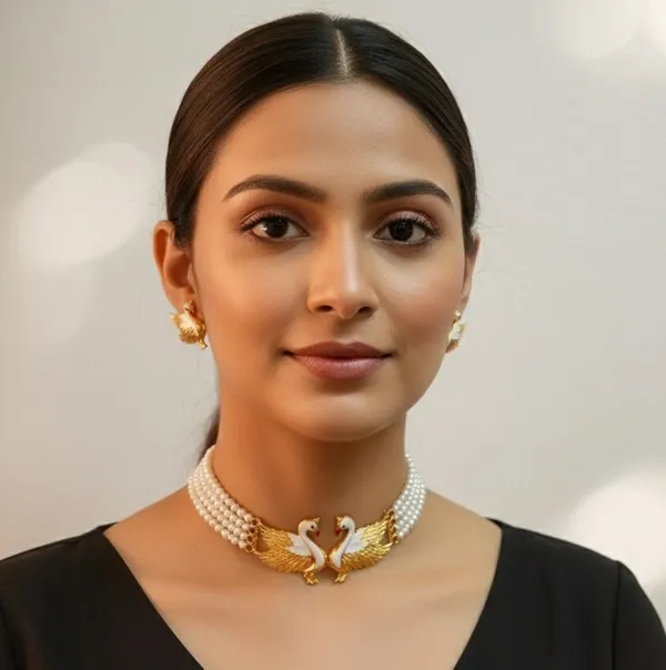 Purabi_Jewels_Gold_Plated_White_Double_Swan_Design_Pearl_Moti_Chic_Choker_Jewellery_Set_for_Women_and_Girls
