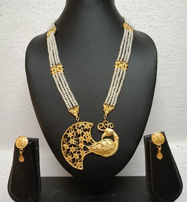 Purabi_Jewels_Gold_Plated_Peacock_Design_Pearl_Multistrand_Ranihar_Necklace_Jewellery_set_for_Women_and_Girls