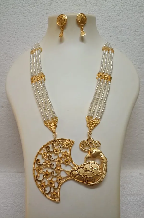 Purabi_Jewels_Gold_Plated_Peacock_Design_Pearl_Multistrand_Ranihar_Necklace_Jewellery_set_for_Women_and_Girls