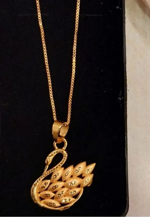 Purabi_Jewels_Handmade_Golden_Ethnic_One_Gm_Gold_Plated_Swan_Design_Valentine_Pendant_for_Women_and_Girls
