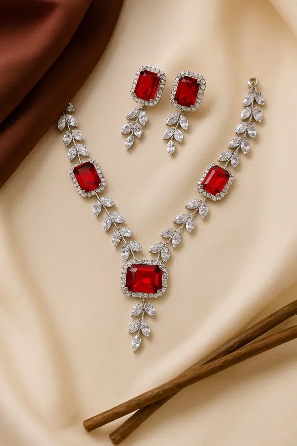 Silver_Plated_Red_American_Diamond_Set_With_Earrings_For_Women