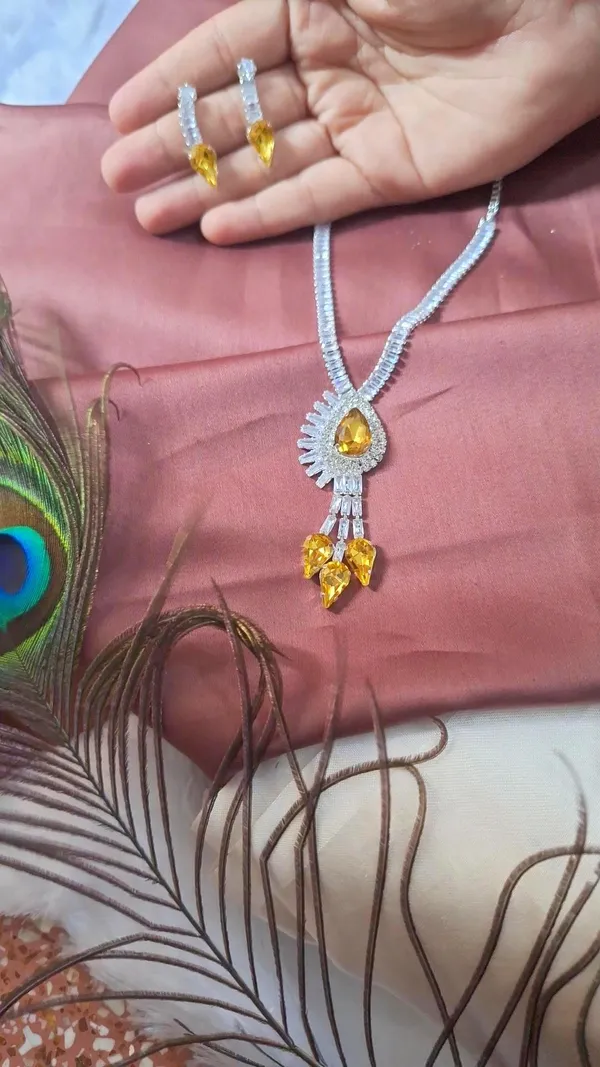Yellow_American_Diamond_Set_With_Earrings_For_Women