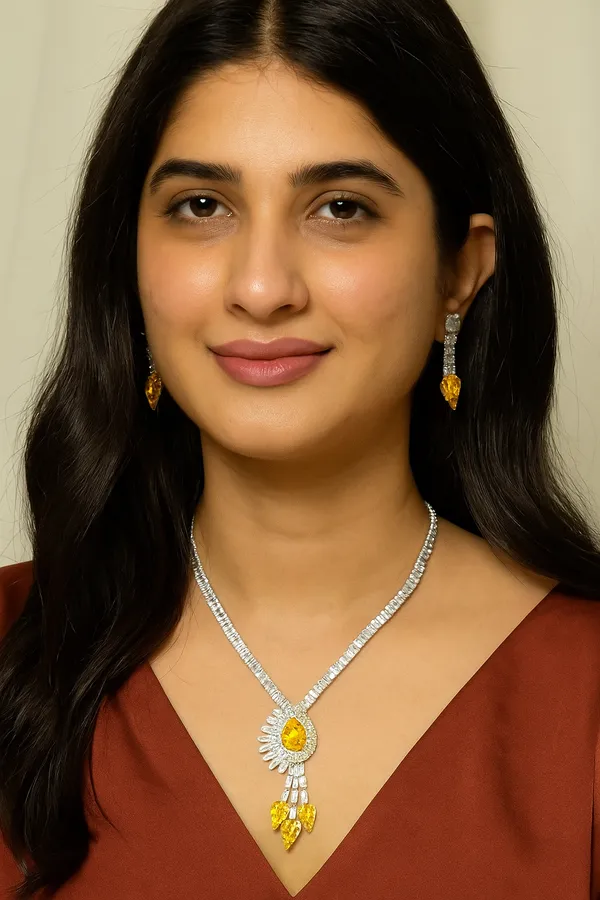 Yellow_American_Diamond_Set_With_Earrings_For_Women