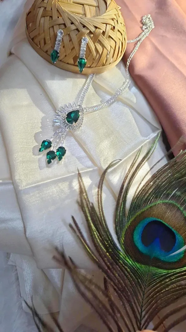 Green_American_Diamond_Set_With_Earrings_For_Women