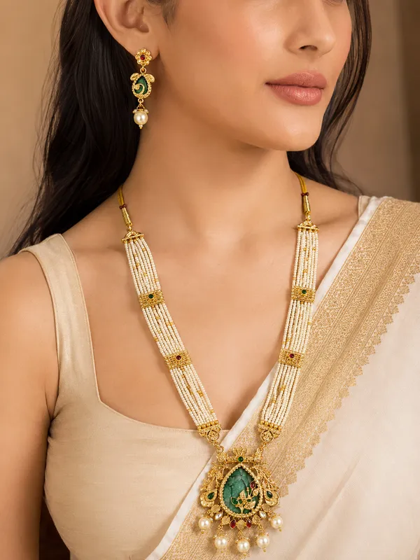 Annapurna_Green_Ruby_Heritage_Long_Mala_Set_–_18K_Gold_Plated