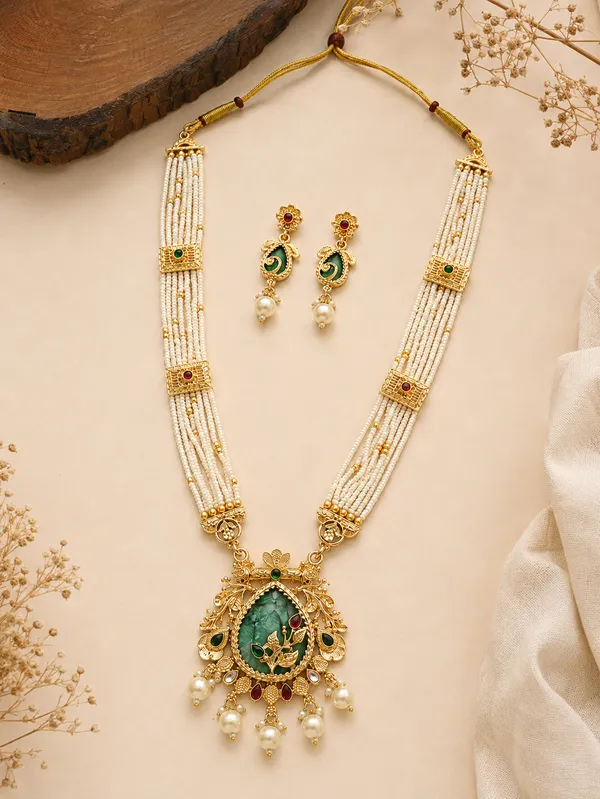 Annapurna_Green_Ruby_Heritage_Long_Mala_Set_–_18K_Gold_Plated