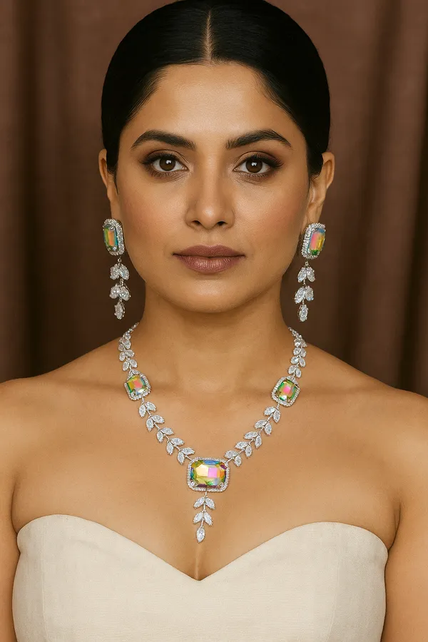 Silver_Plated_Multi_American_Diamond_Set_With_Earrings_For_Women