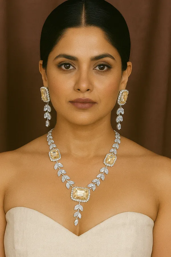Silver_Plated_Yellow_American_Diamond_Set_With_Earrings_For_Women