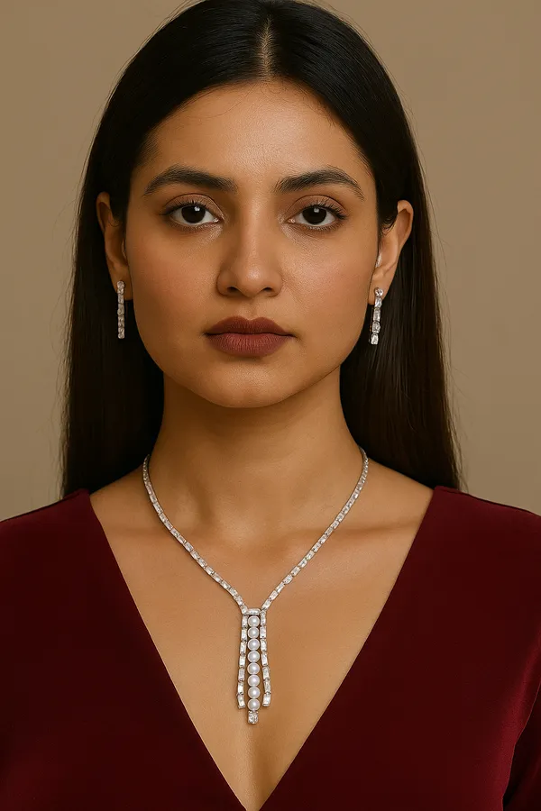 Silver_Crystal_Chain_And_Pearls_Necklace_With_Earrings_For_Women