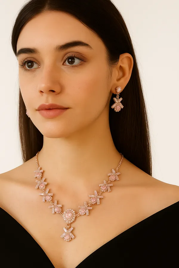 Pink_Crystal_And_American_Diamond_Set_With_Earrings_For_Women