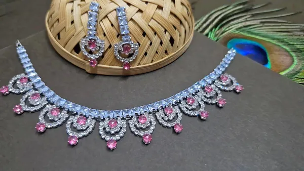 Dark_Pink_American_Diamond_Set_With_Earrings_For_Women