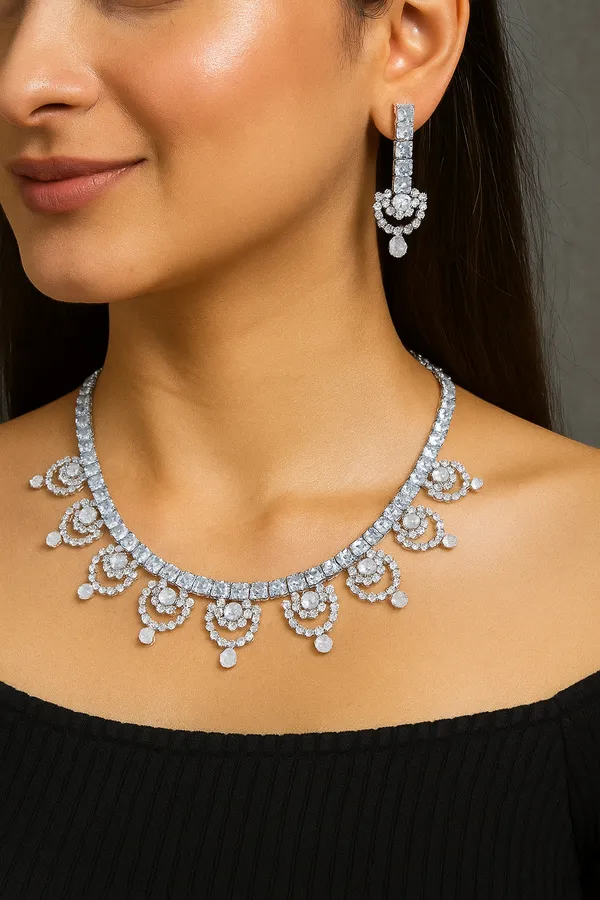 Silver_American_Diamond_Set_With_Earrings_For_Women