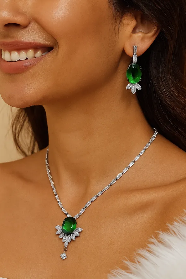 Green_American_Diamond_Set_With_Crystal_And_Earrings_For_Women