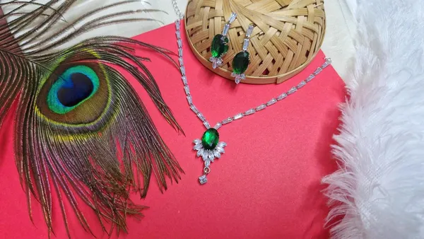 Green_American_Diamond_Set_With_Crystal_And_Earrings_For_Women