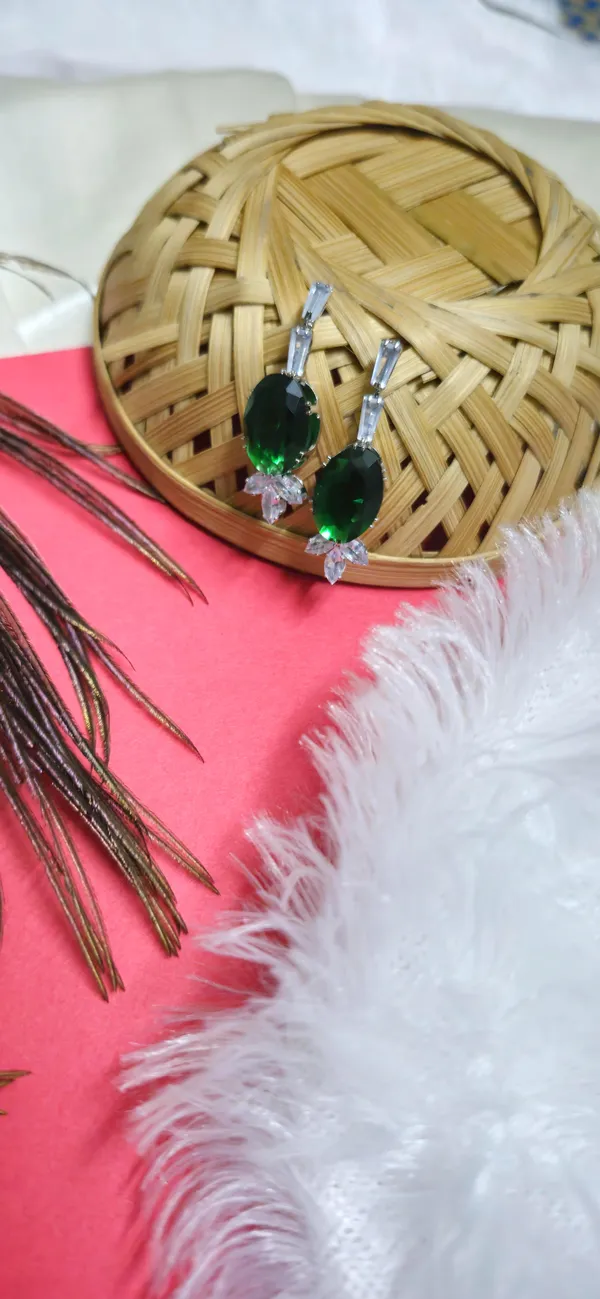 Green_American_Diamond_Set_With_Crystal_And_Earrings_For_Women