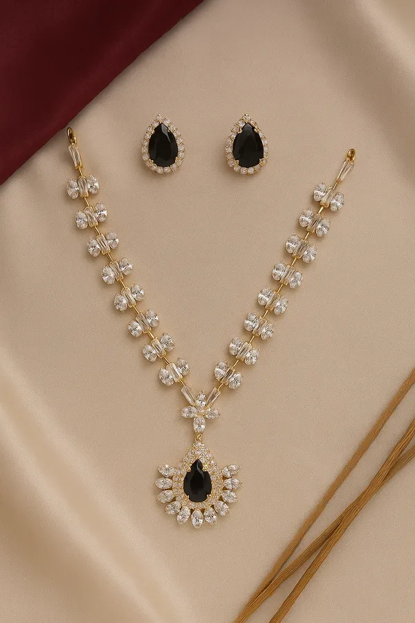 Black_Crystal_And_American_Diamond_Set_With_Earrings_For_Women