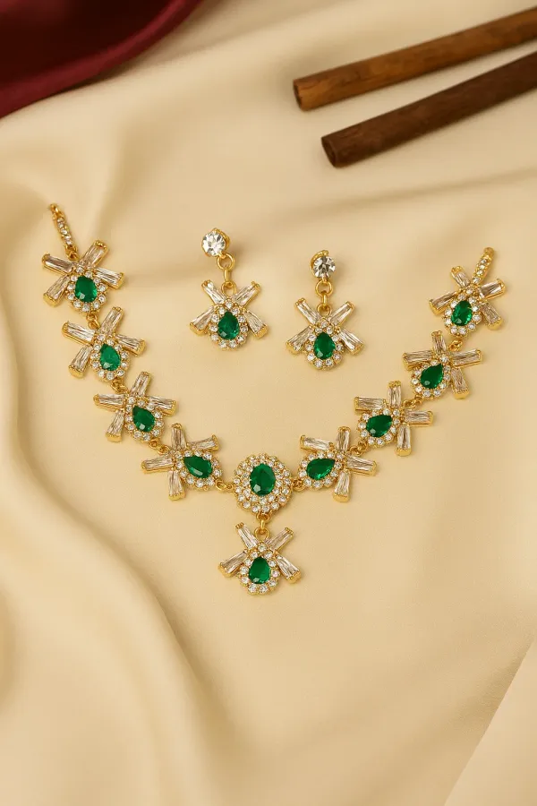 Green_Crystal_And_American_Diamond_Set_With_Earrings_For_Women