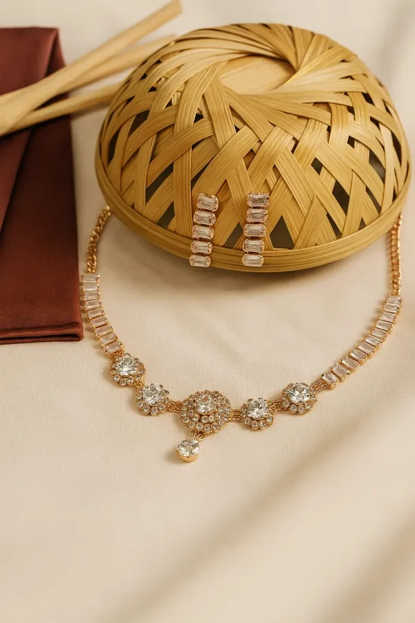 Rose_Gold_Crystal_Diamond_Set_With_Earrings_For_Women