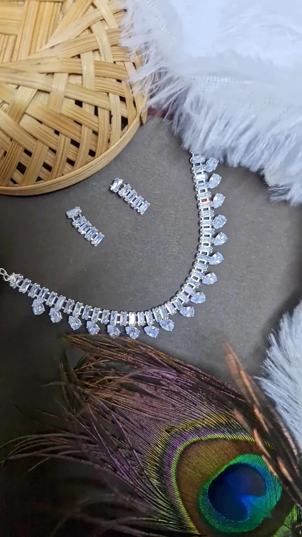 Silver_American_Diamond_Set_With_Earrings_For_Women