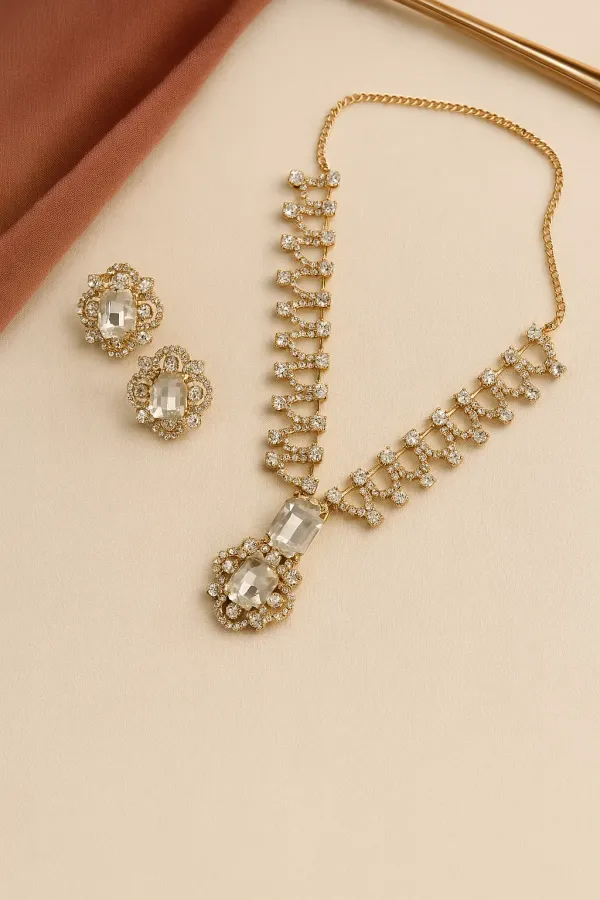 Rose_Gold_Crystal_Diamond_Set_With_Earrings_For_Women