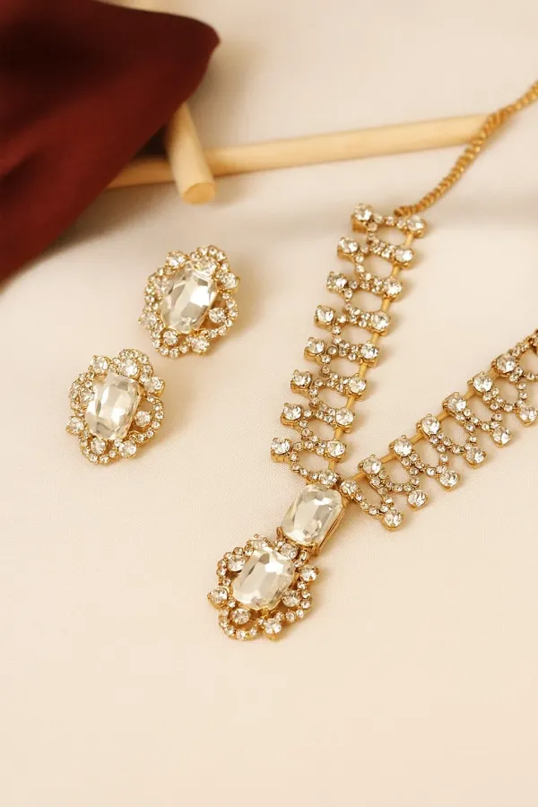 Rose_Gold_Crystal_Diamond_Set_With_Earrings_For_Women