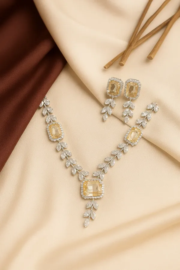 Silver_Plated_Yellow_American_Diamond_Set_With_Earrings_For_Women