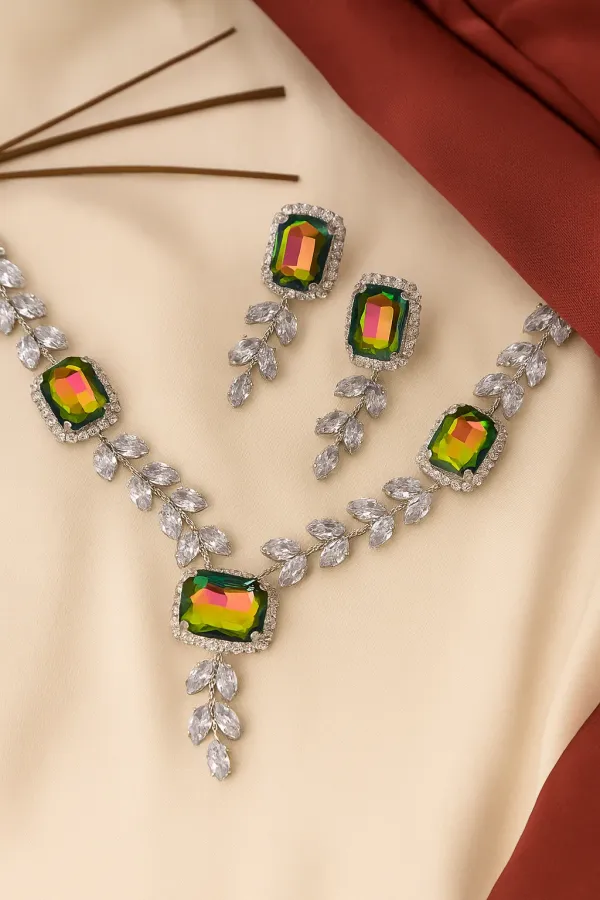 Silver_Plated_Multi_American_Diamond_Set_With_Earrings_For_Women