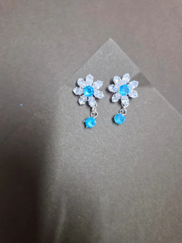 Silver_Plated_Crystal_Blue_Three_Layer_American_Diamond_Set_With_Earrings_For_Women