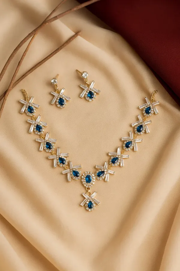 Blue_Crystal_And_American_Diamond_Set_With_Earrings_For_Women