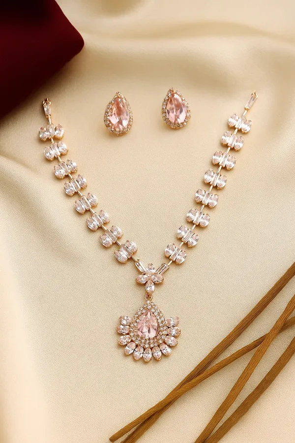 Rose_Gold_Platted_Pink_Crystal_And_American_Diamond_Set_With_Earrings_For_Women