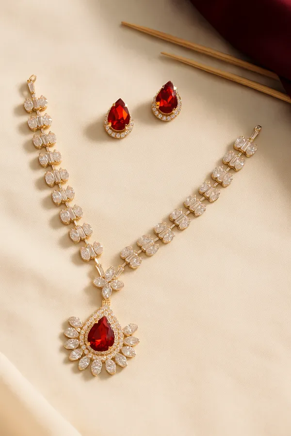 Red_Crystal_And_American_Diamond_Set_With_Earrings_For_Women