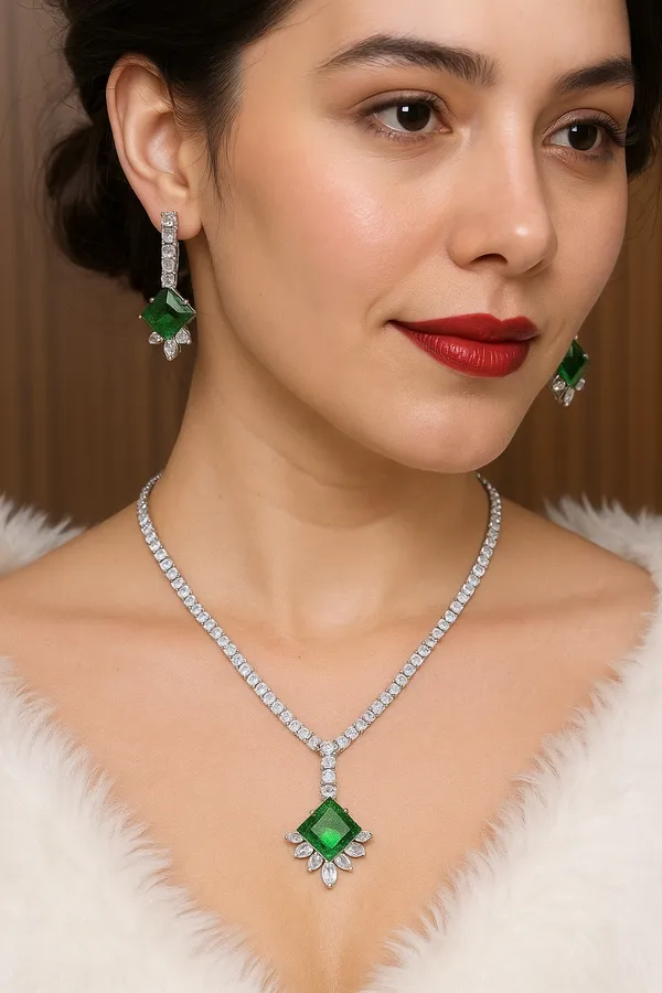 Green_American_Diamond_Set_With_Earrings_For_Women