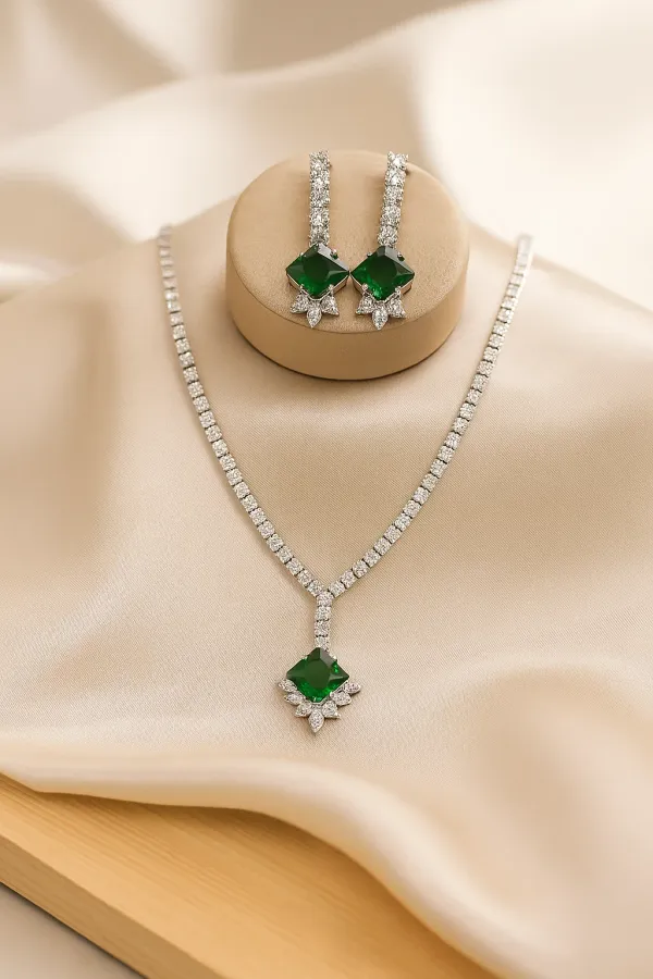 Green_American_Diamond_Set_With_Earrings_For_Women