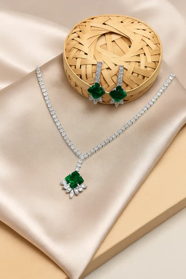 Green_American_Diamond_Set_With_Earrings_For_Women
