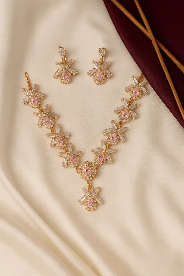 Pink_Crystal_And_American_Diamond_Set_With_Earrings_For_Women