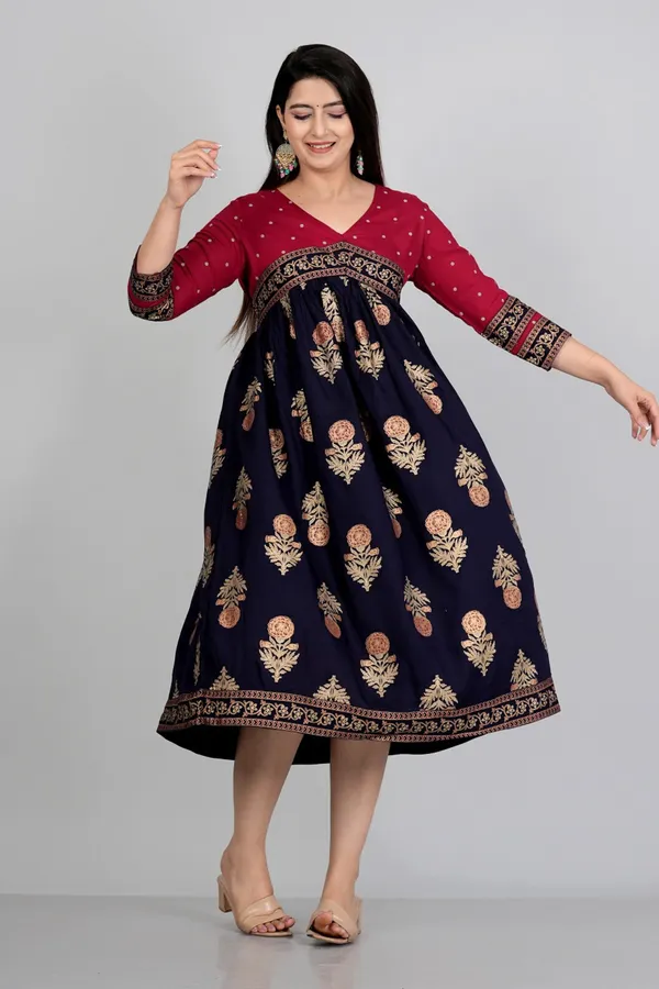 Maroon_&_Blue_Aliya_Cut_Foil_Print_Casual_Gown