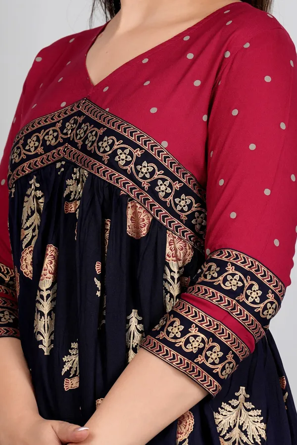 Maroon_&_Blue_Aliya_Cut_Foil_Print_Casual_Gown