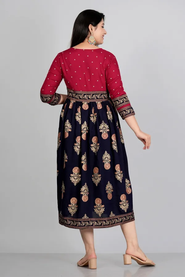 Maroon_&_Blue_Aliya_Cut_Foil_Print_Casual_Gown