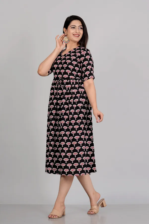 Black_Flower_Printed_Casual_Gown
