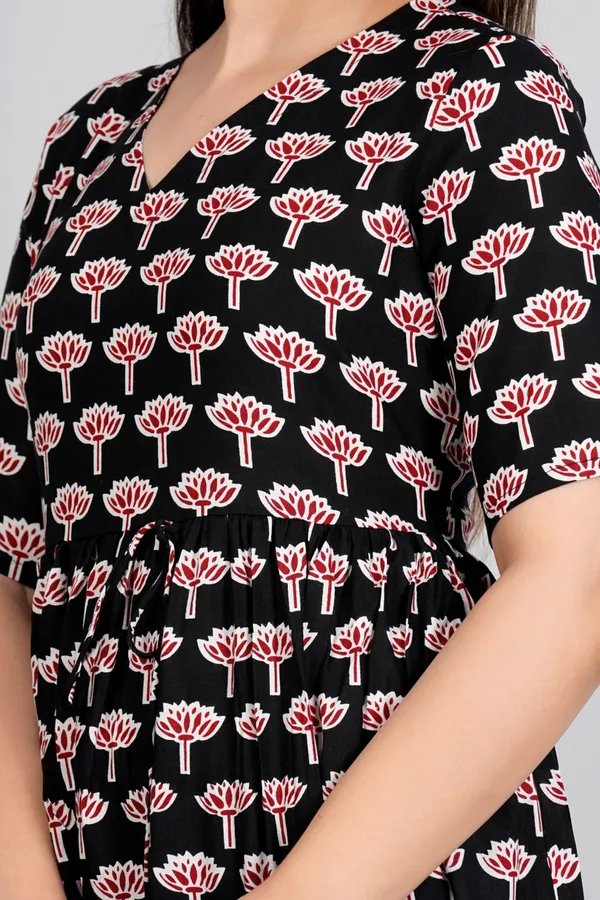 Black_Flower_Printed_Casual_Gown