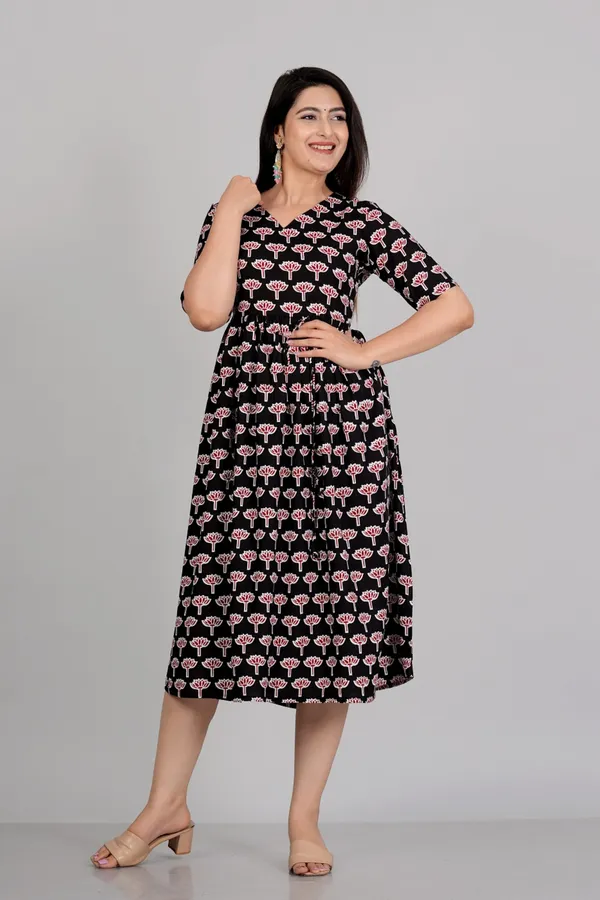 Black_Flower_Printed_Casual_Gown