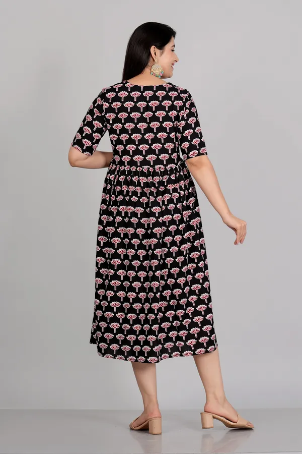 Black_Flower_Printed_Casual_Gown