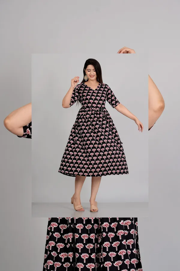 Black_Flower_Printed_Casual_Gown