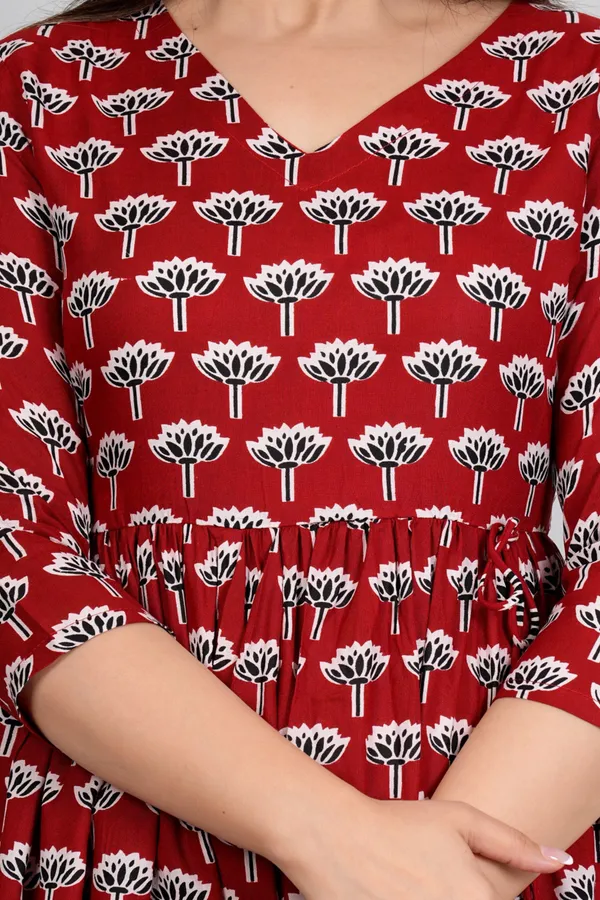Red_Flower_Printed_Casual_Gown